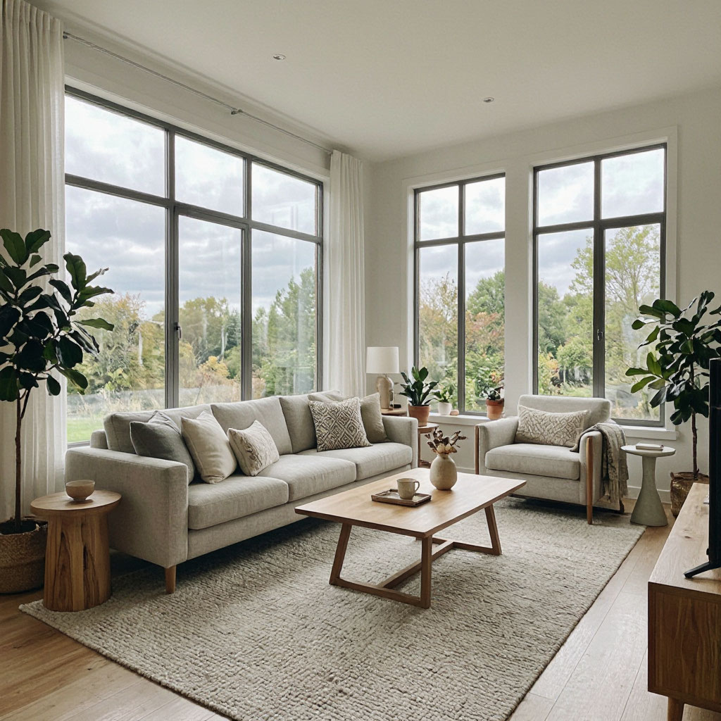 Professionally photographed Airbnb living room